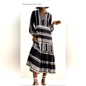 Embroidered Midi Dress